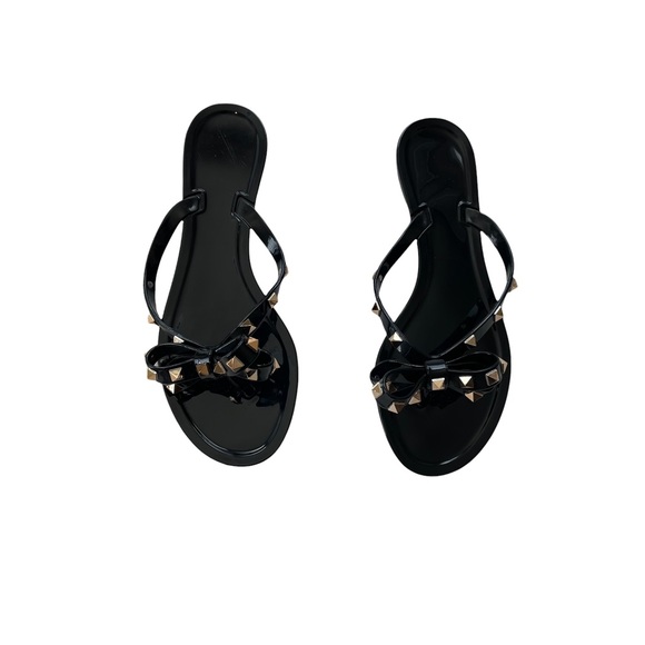 NWOT Jelly Flip Flops Black Studded Size 7 - Picture 5 of 5